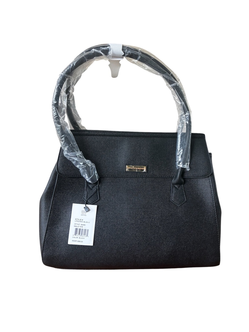 NWT London Fog “Maille Tote” Black Satchel Handbag w/ Dust Bag – MSRP $98